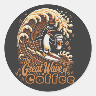 Sticker Rond La Grande Vague De Café