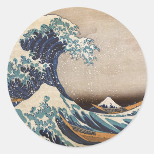Sticker Rond La grande vague outre de Kanagawa
