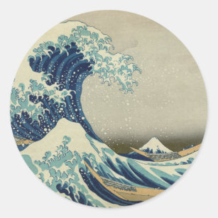 Sticker Rond La grande vague outre de Kanagawa