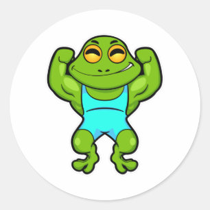 Sticker Rond La grenouille comme culturiste au Bodybuilding