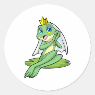 Sticker Rond La grenouille comme mariée au Mariage avec la Cour