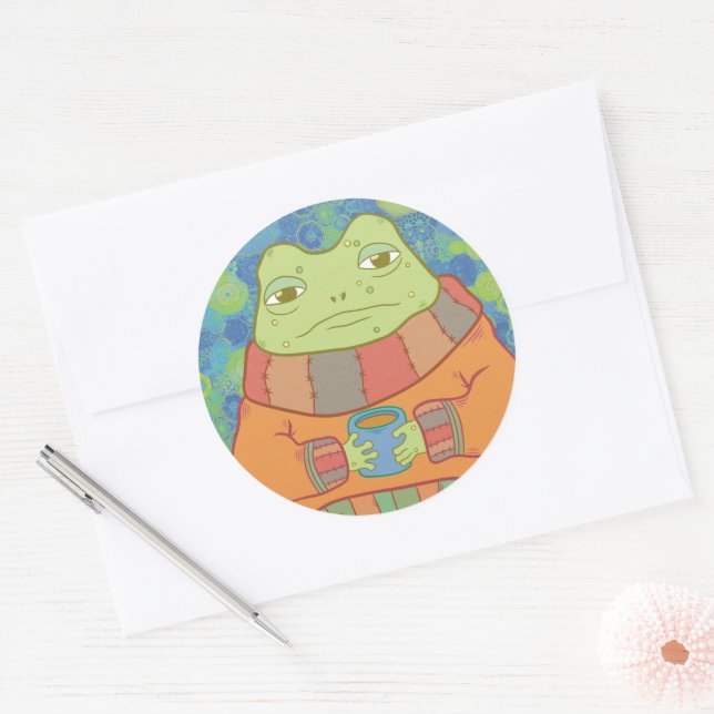 Sticker Rond La Grenouille Douillette (Enveloppe)