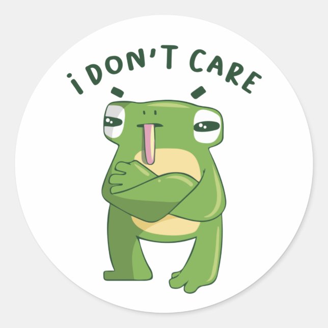 Sticker Rond La grenouille drôle s'en fiche (Devant)