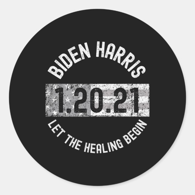 Sticker Rond La guérison commence Biden Harris Inauguration 202 (Devant)
