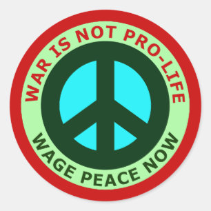 Sticker Rond La guerre n'est pas la paix salariale pro-vie main