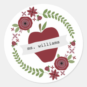 Sticker Rond La guirlande florale Apple rouge a personnalisé l