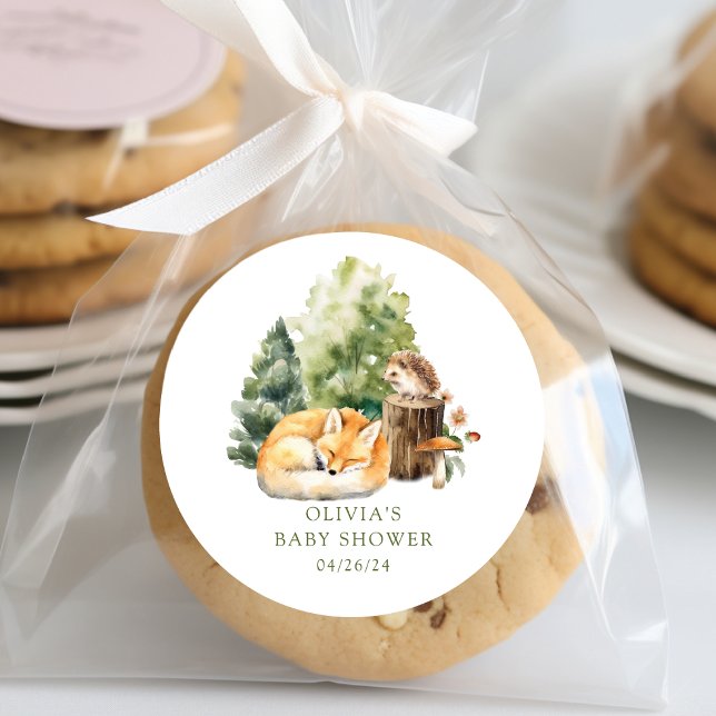 Sticker Rond La Joie de la Nature Renard Baby Shower (Créateur téléchargé)