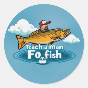 Sticker Rond La joie de la pêche : le tour de la vague
