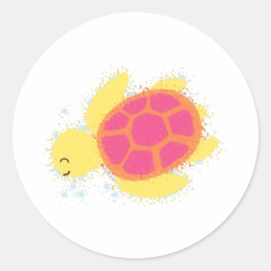 Sticker Rond La jolie tortue de mer