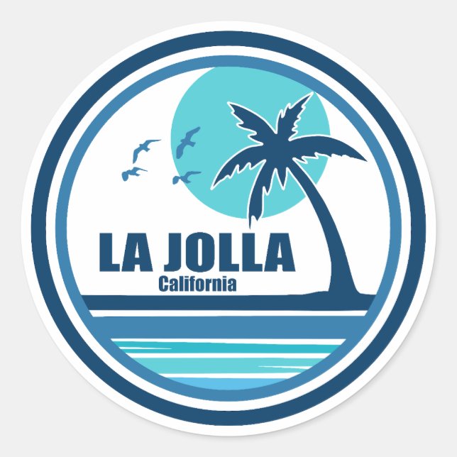 Sticker Rond La Jolla California Palm Tree Birds (Devant)