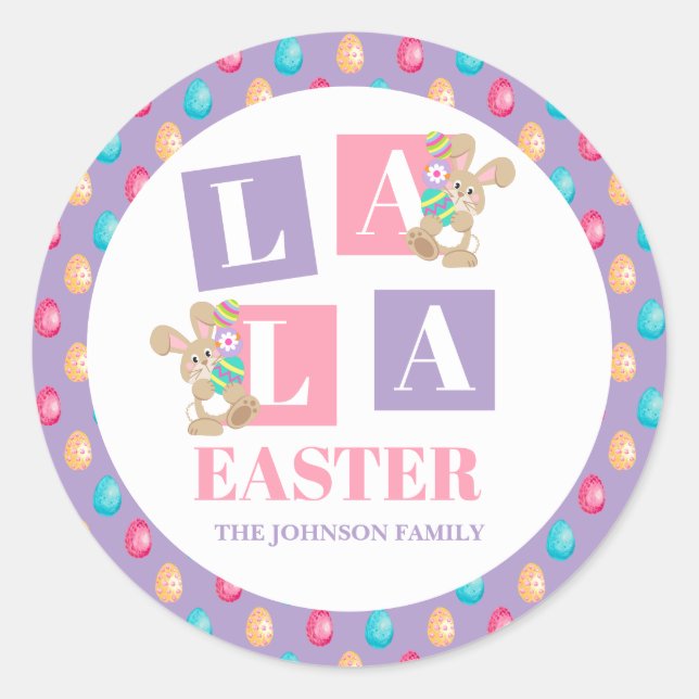 Sticker Rond La La Easter Bunny Egg Hunt (Devant)