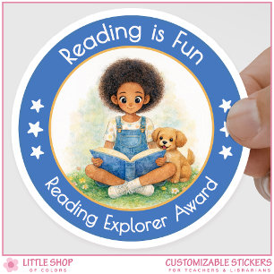Sticker Rond La lecture est amusante - Prix Reading Explorer