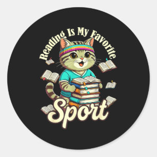 Sticker Rond La lecture est le badge de sport préféré de l'amou