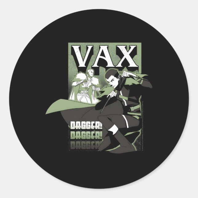 Sticker Rond La Légende De Vox Machina Vax Avec Dagger (Devant)