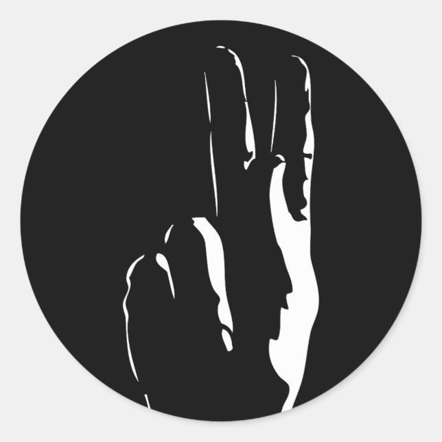 Sticker Rond la lettre K en langue des signes (Devant)