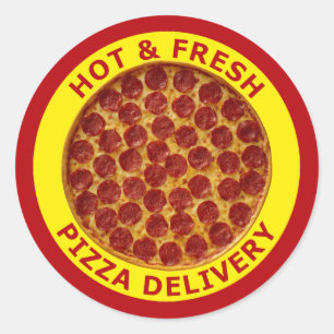 Sticker Rond La livraison chaude et fraîche de pizza