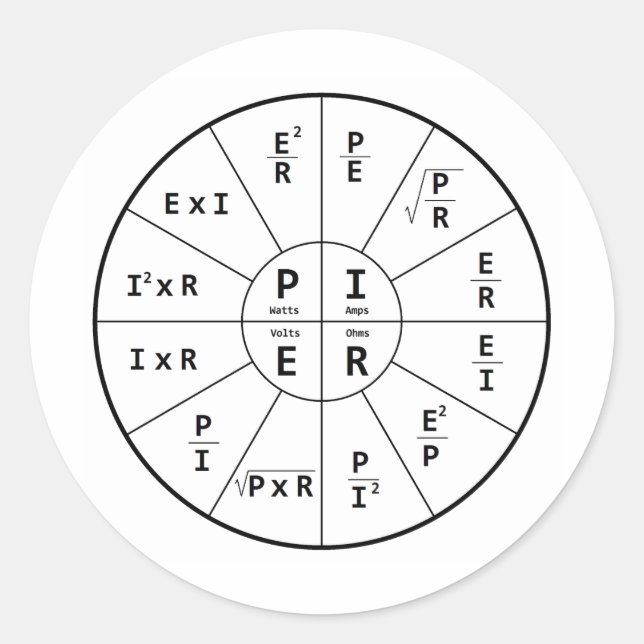 Sticker Rond La loi d'Ohm pour DC (Devant)