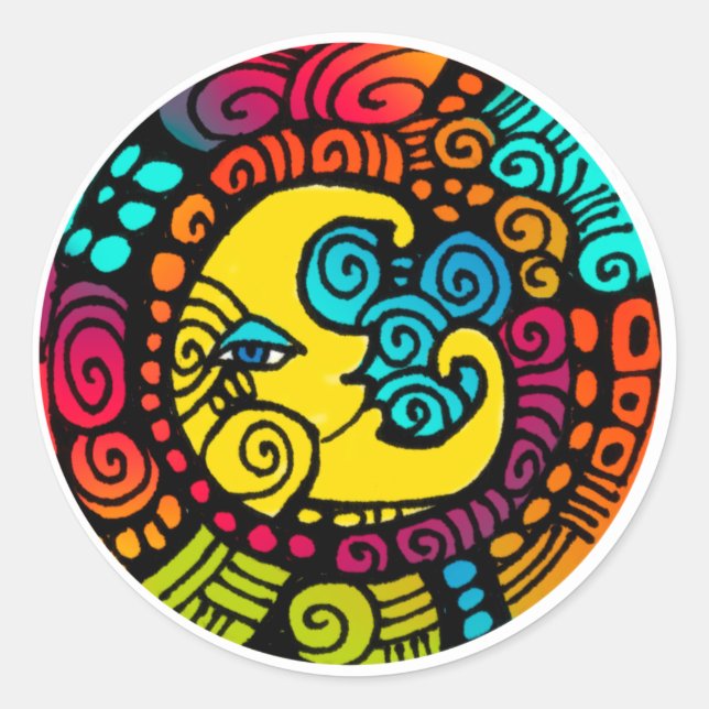 Sticker Rond La Luna / Lune feuille d'autocollant lunaire (Devant)