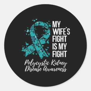 Sticker Rond La lutte de ma femme contre la maladie du rein pol