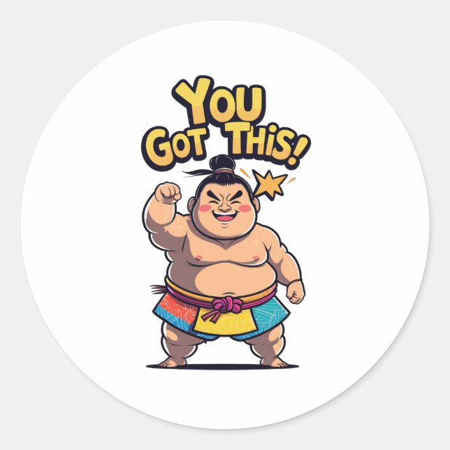 Sticker Rond La lutteuse de Sumo avec la motivation "Vous avez  (Devant)