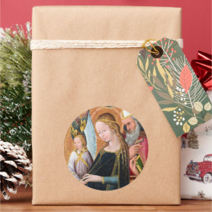 Sticker Rond La Madone enceinte avec saint Joseph