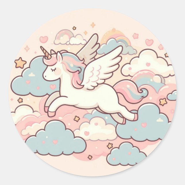Sticker Rond La magie des licornes (Devant)