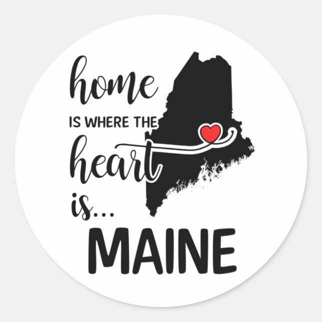 Sticker Rond La maison du Maine est là où se trouve le coeur (Devant)