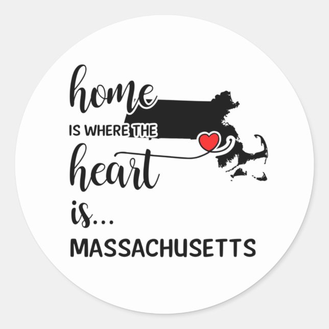 Sticker Rond La maison du Massachusetts est le coeur (Devant)