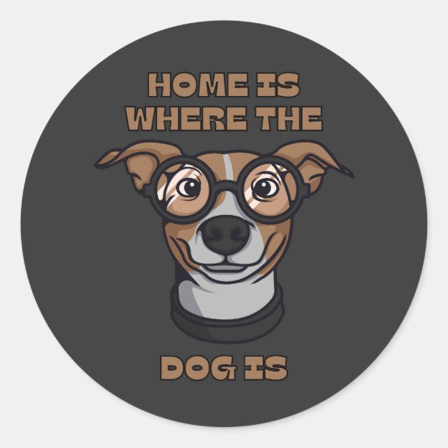 Sticker Rond La maison est où est le chien (Devant)