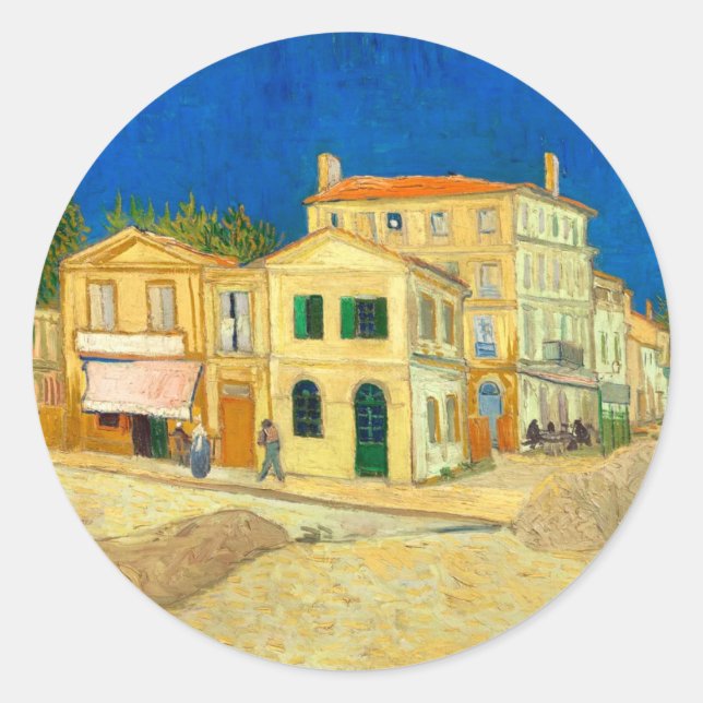 Sticker Rond La maison jaune (1888) Van Gogh Landscape Art (Devant)