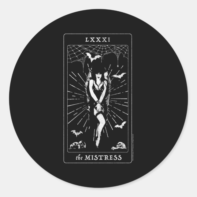 Sticker Rond La Maîtresse Elvira De La Carte Tarot De La Maître (Devant)