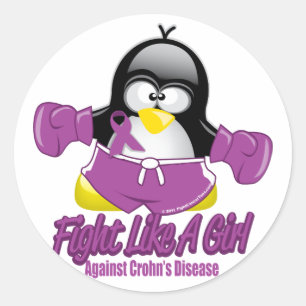 Sticker Rond La maladie de Crohn combattre le pingouin