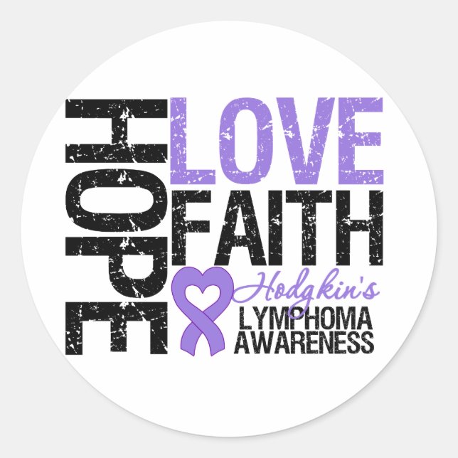 Sticker Rond La maladie de Hodgkin Hope Love Faith (Devant)