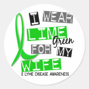 Sticker Rond La maladie de Lyme je porte le vert de chaux pour