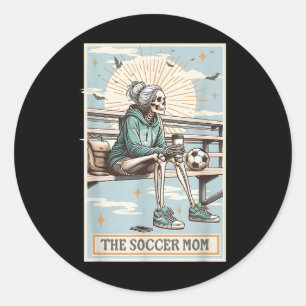 Sticker Rond La maman de football Skeleton Tarot Card, Soccer M