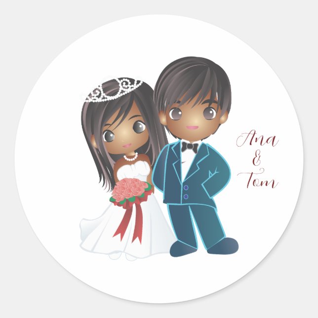 Sticker Rond La mariage stylisée (Devant)