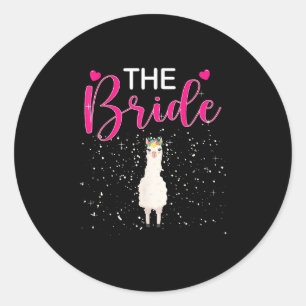 Sticker Rond La mariée Alpaca Llama Bachelorette Groom Mariée