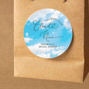 Sticker Rond La Mariée Est Sur Le Nuage Neuf Élégante Fête des