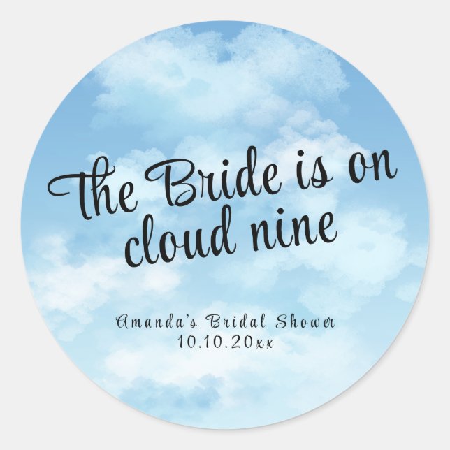 Sticker Rond La mariée est sur son nuage Bridal Shower (Devant)