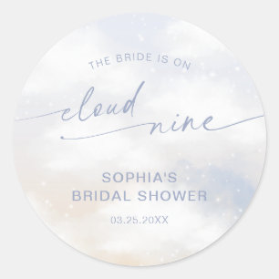 Sticker Rond La mariée est sur un nuage 9 Baby Shower