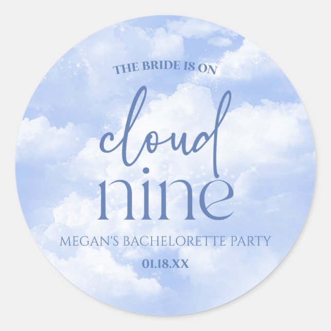 Sticker Rond La mariée est sur un nuage Bachelorette Party (Devant)