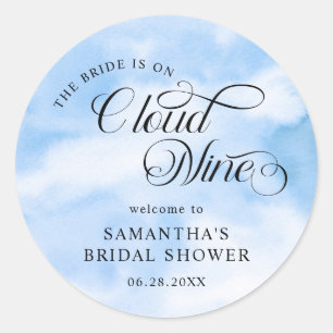 Sticker Rond La mariée est sur un nuage Bienvenue à la fête de 