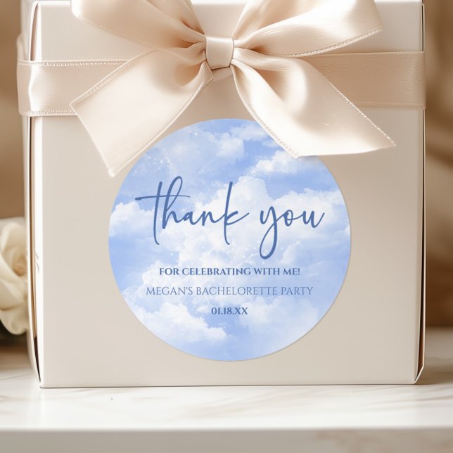 Sticker Rond La mariée est sur un nuage bleu pour l'enterrement (Créateur téléchargé)