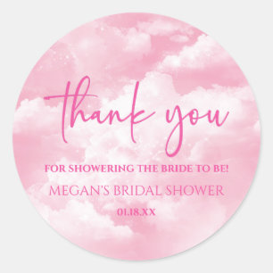Sticker Rond La mariée est sur un nuage rose pour la fête prénu