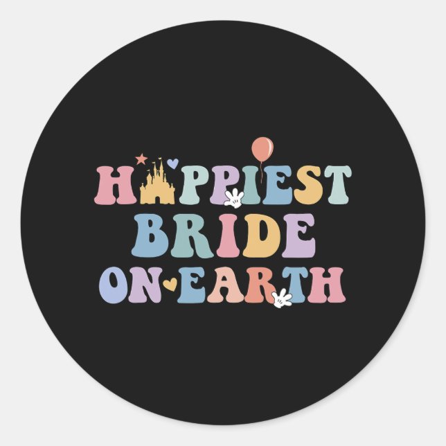Sticker Rond La Mariée La Plus Heureuse Sur Terre (Devant)