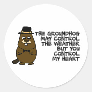 Sticker Rond La marmotte contrôle la météo, vous contrôlez mon