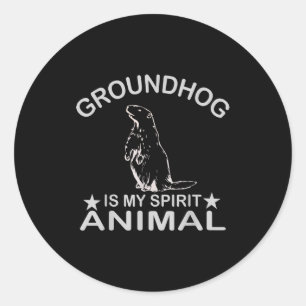 Sticker Rond La marmotte est mon animal spirituel drôle Woodchu