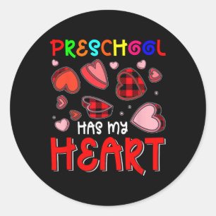 Sticker Rond La maternelle a mon cœur Saint-Valentin Cœurs Prof