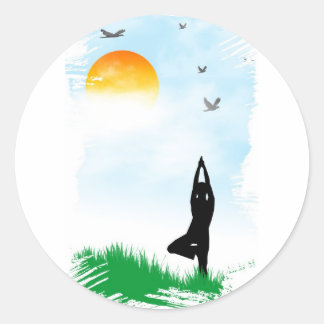 Sticker Rond La méditation du yogi