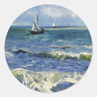 Sticker Rond La mer à Saintes Maries - Vincent Van Gogh